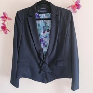 NEW! SOPHISTICATED! SEXY SO SPECIAL Waterfall Front Fitted Black Stretch Blazer